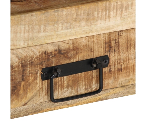 Mesas Auxiliares  Negras 90x33x75 cm de Madera Maciza de Mango y Metal