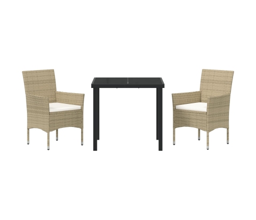 Set de Comedor de Jardín  3 Piezas Beige Ratán Sintético
