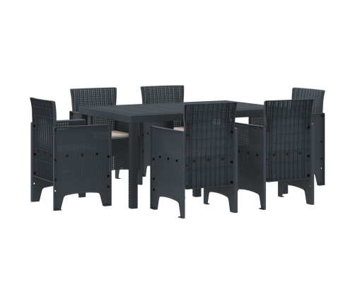 Conjunto de Comedor de Jardín de 7 Piezas con Cojines Antracita Poliratán