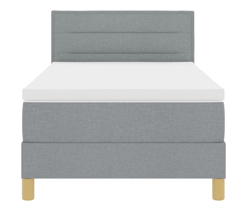 Cama con Base con Colchón y Luz LED Gris Claro 90x200 cm Tela