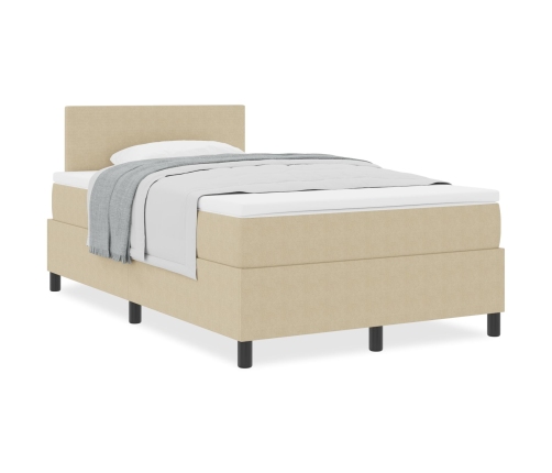 Cama con Box Spring con Colchón Verde Claro Gris 120x200 cm Tela de Corduroy