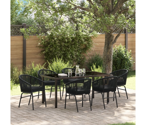 Conjunto de Comedor Jardín  de 7 Piezas Negro Poliratán