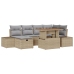 Set de Sofá de Jardín de 7 Piezas con Cojines Beige Poliratán