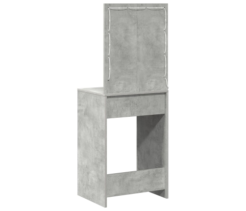 Mesa de maquillaje  con luces LED en gris concreto, 50x41x135 cm