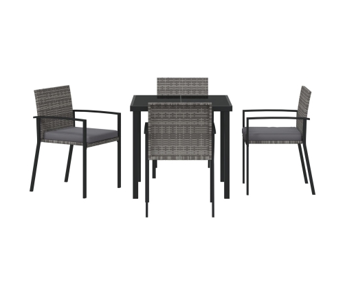 Juego de Comedor de Jardín de 5 Piezas Gris Poliratán