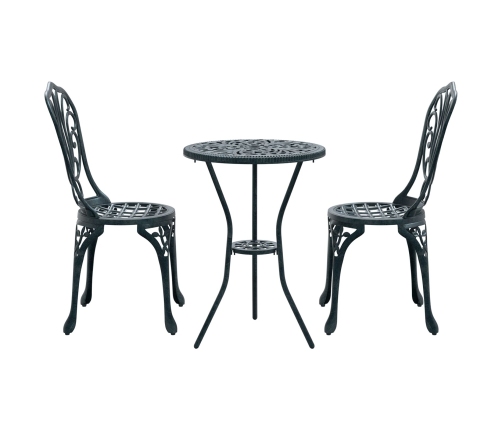 Set de Bistro de Jardín de 3 Piezas  Verde de Aluminio Fundido