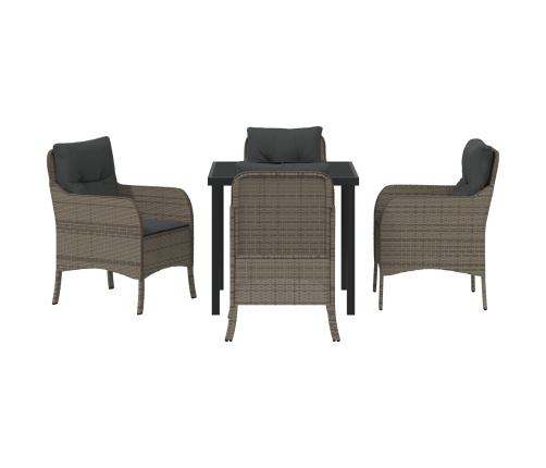 Conjunto de Comedor de Jardín  de 5 Piezas con Cojines Gris Poliratán