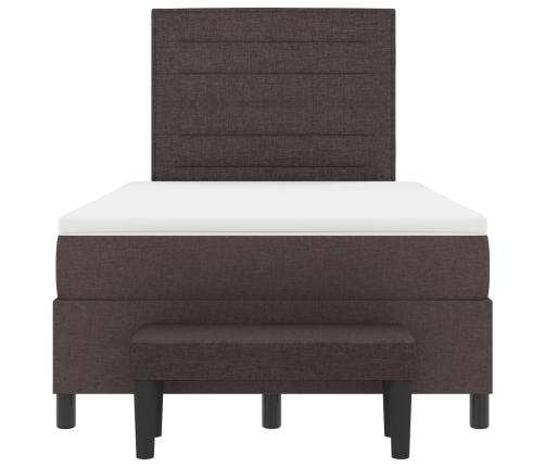 Cama con Somier y Colchón & Banco Marrón Oscuro 120x200 cm Tela