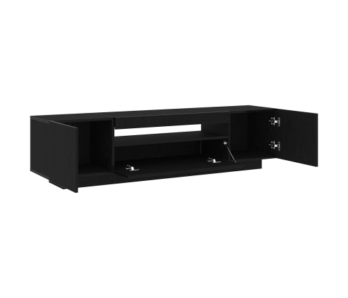 Mueble para TV  con luces LED Negro Roble 160x35x40 cm Madera de calidad
