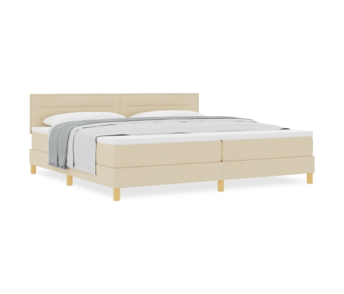 Cama con Base de Resortes con Colchón Crema 200x200 cm Tela