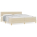 Cama con Base de Resortes con Colchón Crema 200x200 cm Tela