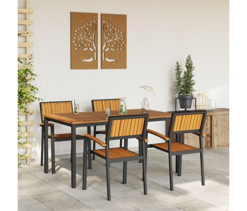 Juego de Comedor de Jardín Conjunto de 5 Piezas Negro