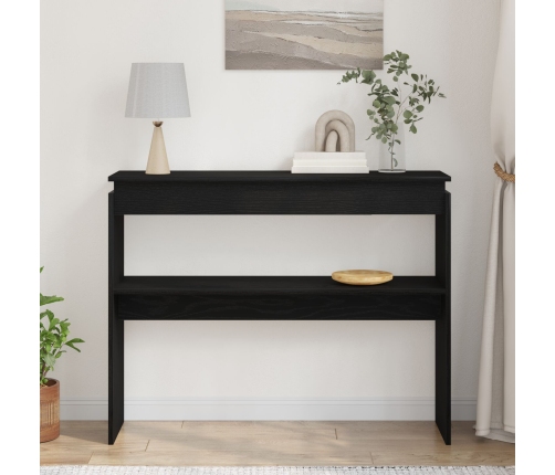 Mesa Consola  Negra de Roble 80x30x102 cm de Madera Compensada