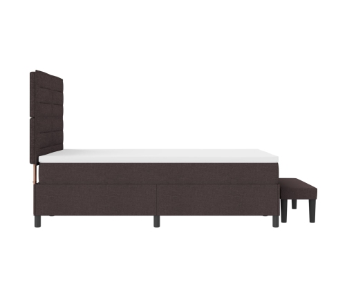 Cama con Base de Resortes con Colchón y Banco Marrón Oscuro 160x200 cm Tela