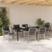Set de Comedor de Jardín de 7 Piezas  con Cojines Gris Claro Poliratán