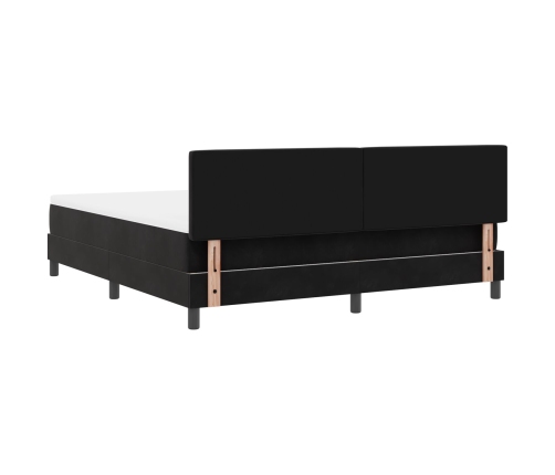 Cama con somier y colchón  Negro Super King Terciopelo