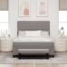 Cama con Estructura  con Colchón y Banco Gris 160x200 cm Tela