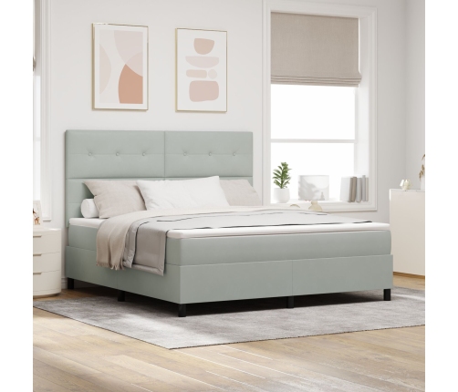 Cama Box Spring  con colchón Gris Claro Super King Terciopelo