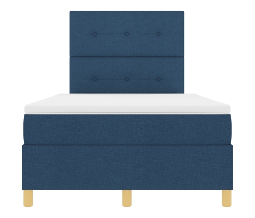 Cama Box Spring  con Colchón Azul 120x200 cm Tela