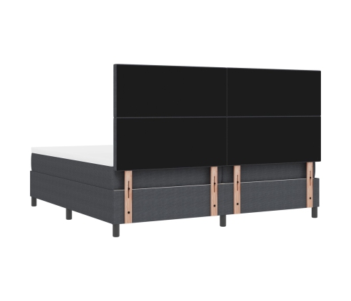 Cama con Base  con Colchón Gris Oscuro 200x200 cm Tela de Corduroy