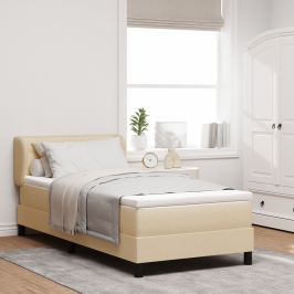 Estructura de Cama con Colchón Crema Tejido 100 x 200 cm