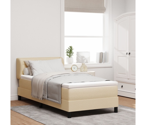 Estructura de Cama con Colchón Crema Tejido 100 x 200 cm
