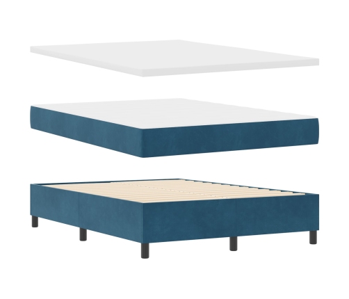 Cama con Box Spring y Colchón  & LED Azul Oscuro 160x200 cm de Terciopelo