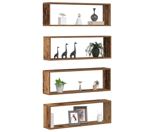 Estanterías de pared  4 pcs Madera antigua 80x15x26 cm Madera trabajada