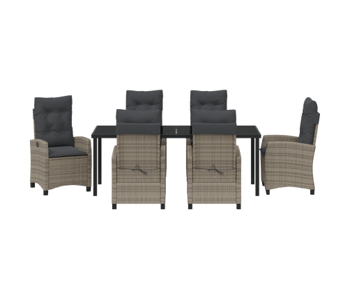 Conjunto de Comedor de Jardín de 7 Piezas  con Cojines Gris Poliratán