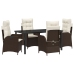 Set de Comedor de Jardín de 5 Piezas con Cojines Marrón Poliratán