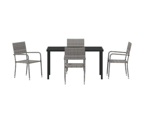 Conjunto de Comedor de Jardín  5 Piezas Gris Ratan Polímero