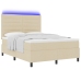 Cama con somier y colchón LED crema 160x200 cm tela