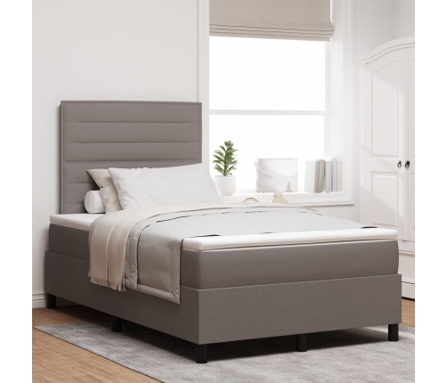 Cama Box Spring con Colchón Taupe 120x200 cm Tela