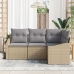 Conjunto de Sofás de Jardín de 4 Piezas con Cojines Beige de Ratán Poli