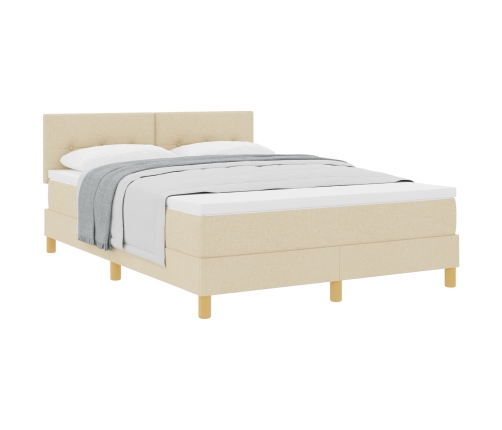 Cama con Box Spring  y Colchón Crema 140x200 cm Tela