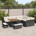 Set de Sofá de Jardín de 12 Piezas con Cojines Negro Poliratán Acacia,  Sofá de Jardín de 2 Plazas con Almacenamiento y Cojines Negro Poliratán,  Set de Comedor de Jardín de 3 Piezas con Cojines Negro Poliratán Acacia