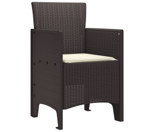 Silla de Jardín Set de 4 Marrón con cojín crema