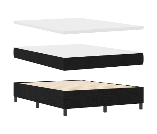 Cama con Somier y Colchón Negro 140x200 cm Tela