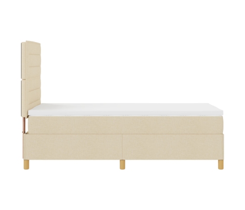 Cama con somier  con colchón y LED crema 100x200 cm tela
