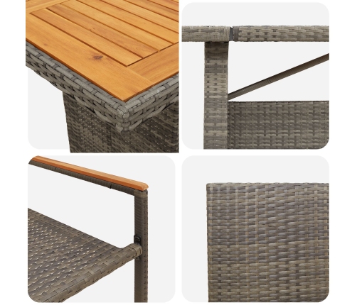 Conjunto de Comedor de Jardín de 11 Piezas  Gris de Poliratán