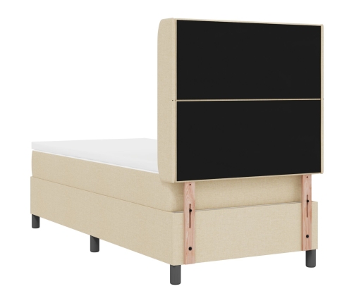 Cama con Box Spring y Colchón  Crema 100x200 cm Tela