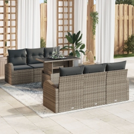 Set de Sofá de Jardín  7 Piezas Marrón, Gris