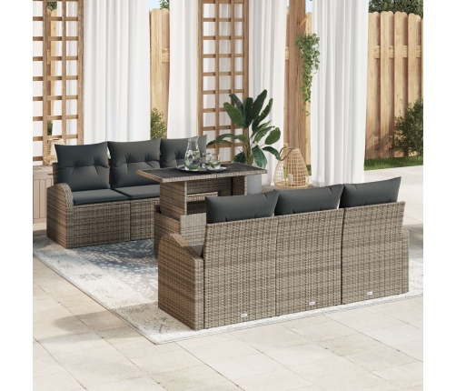 Set de Sofá de Jardín  7 Piezas Marrón, Gris
