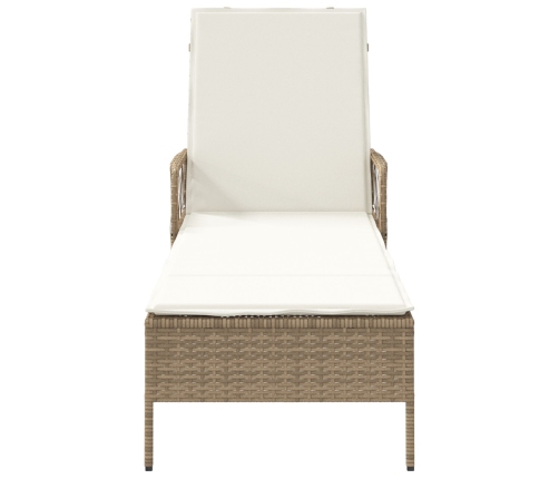 Tumbona Beige y blanco crema Ratán PE 157 x 55 x 92 cm Plegable
