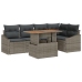 Conjunto de Comedor de Jardín de 6 Piezas con Cojines Gris Ratán Poliéster Acacia