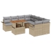 Conjunto de Sofá de Jardín de 9 Piezas con Cojines Beige Poliratán Acacia
