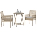 Conjunto de Bistro de Jardín de 3 Piezas  con Cojines Beige de Poliratán