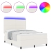 Cama con base de muelles  con colchón y luz LED crema 160x200 cm de tela de corduroy