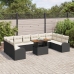 Conjunto de Comedor de Jardín de 11 Piezas con Cojines Ratán Poliéster Negro Acacia