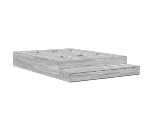 Marco de cama con almacenamiento  Gris sonoma Madera elaborada